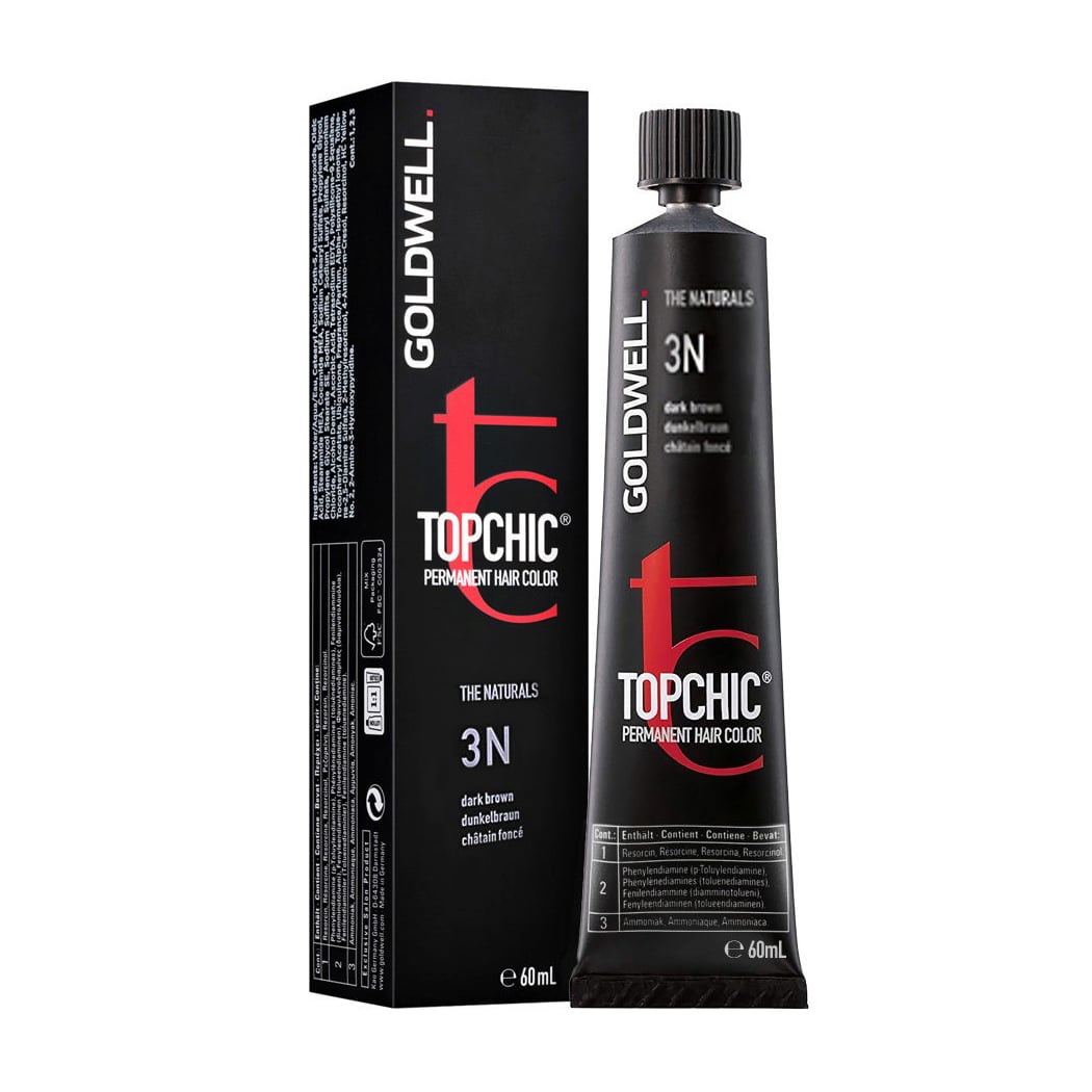 Стійка професійна фарба для волосся Goldwell Topchic Permanent Hair Color 3N Dark Brown, 60 мл